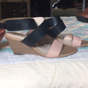 Iman Nude and Black Wedges